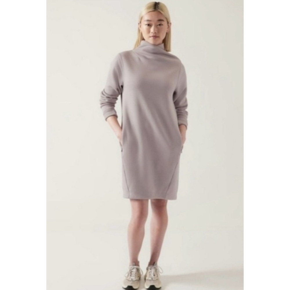 Athleta Lilac Fleece Lined Cozy Karma Mockneck Dress XS